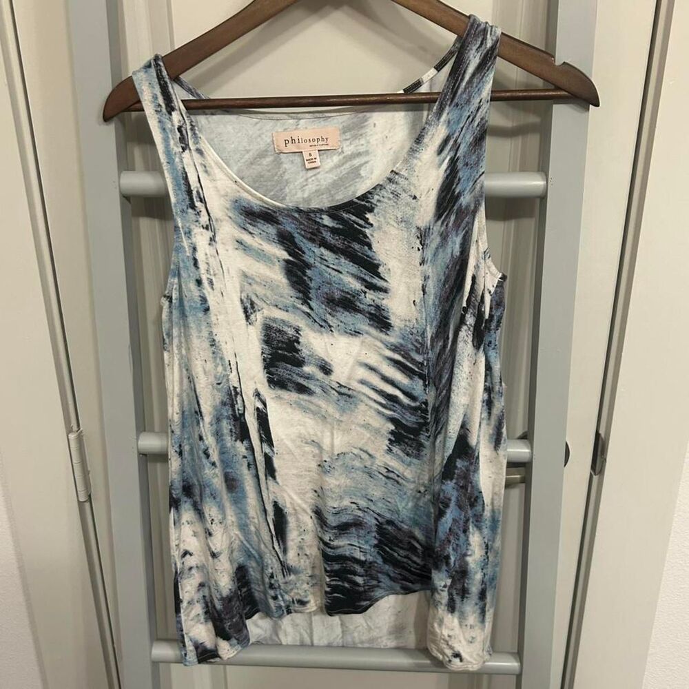Philosophy Women's Blue and White Tank Top